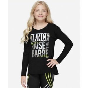 Girls Long Sleeve Shirt Dance Raise the Bar Graphic Black T-Shirt Sz 10 NWOT